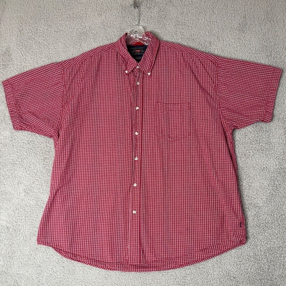 Wrangler Mens‎ Button Up Shirt Size 2XL Red Plaid Short Sleeve Relaxed Fit Y2K